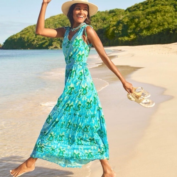 Talbot Petite Ikat Medallion Tiered Maxi Dress - Picture 3 of 14